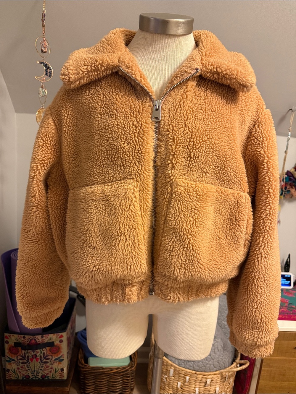 Cozy Teddy Zip-Up Jacket - Camel - Picture 4 of 10